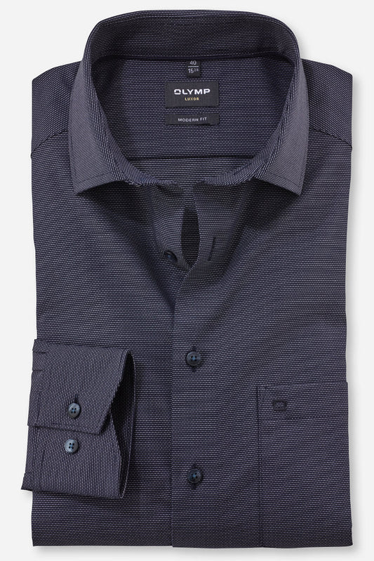 OLYMP LUXOR MODERN FIT FAUX UNI LANGARM HEMD BLAU