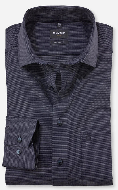 OLYMP LUXOR MODERN FIT FAUX UNI LANGARM HEMD MARINE