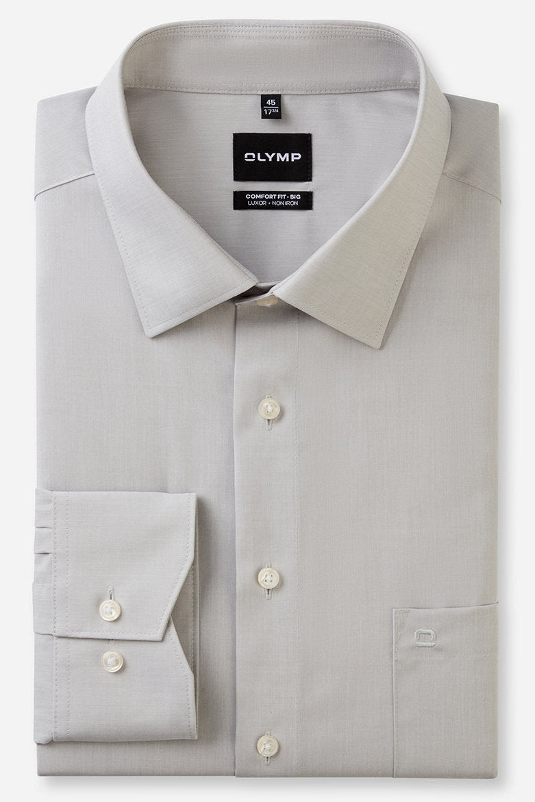 OLYMP LUXOR COMFORT FIT BIG CHAMBRAY LANGARM HEMD SILBERGRAU