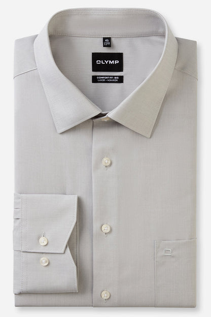 OLYMP LUXOR COMFORT FIT BIG CHAMBRAY LANGARM HEMD SILBERGRAU
