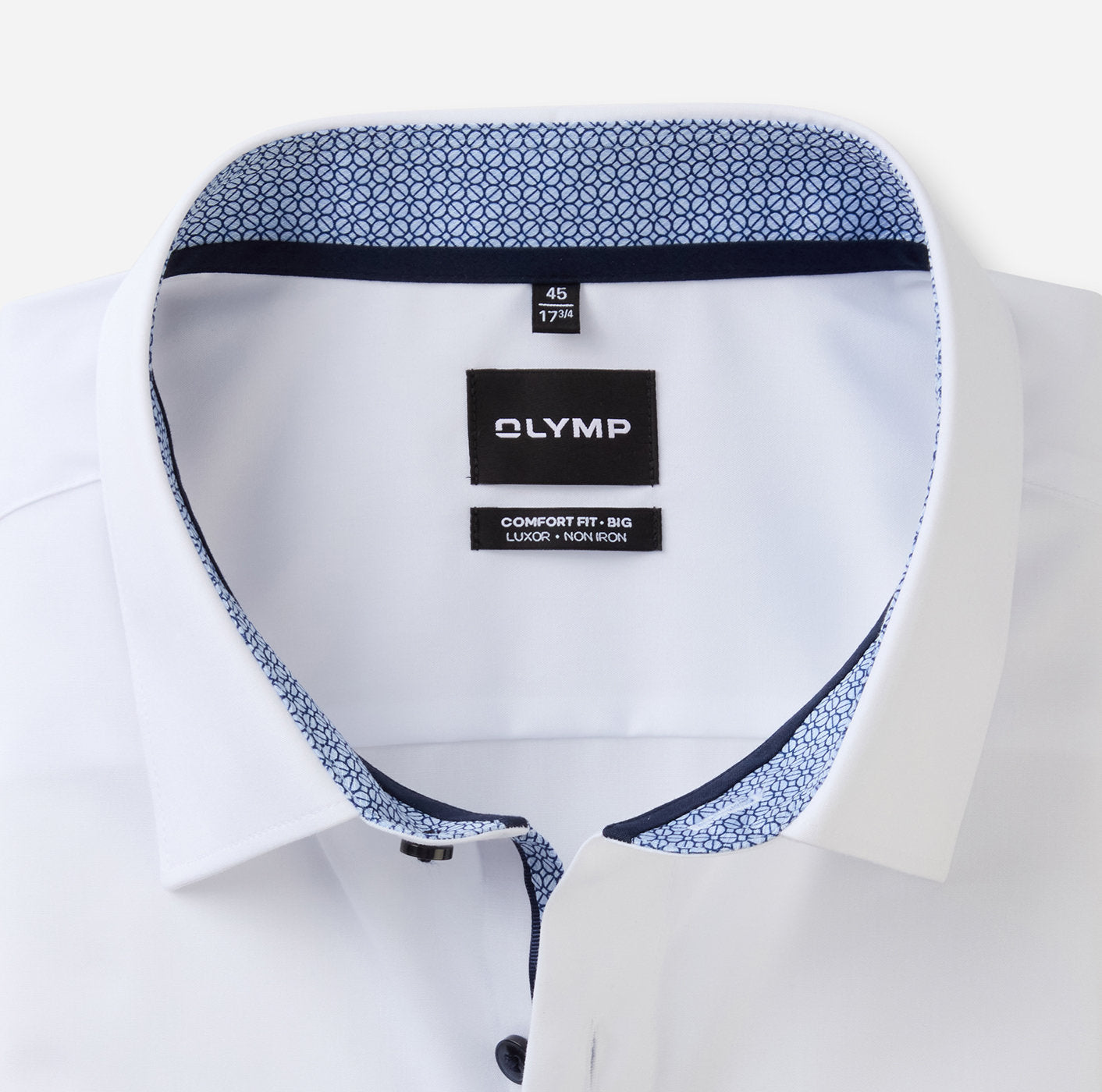 OLYMP LUXOR COMFORT FIT BIG UNI LANGARM HEMD WEISS MIT PATCHUNG