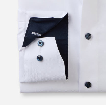 OLYMP LUXOR COMFORT FIT BIG NATTÉ LANGARM HEMD WEISS MIT PATCHUNG
