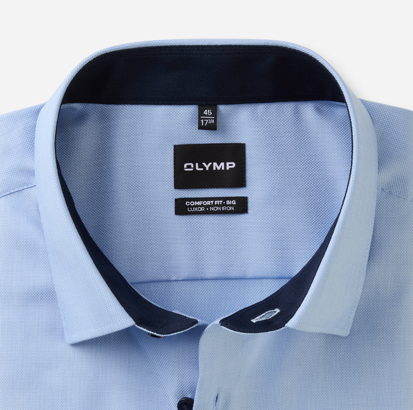 OLYMP LUXOR COMFORT FIT BIG NATTÉ LANGARM HEMD HELLBLAU MIT PATCHUNG