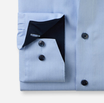 OLYMP LUXOR COMFORT FIT BIG NATTÉ LANGARM HEMD HELLBLAU MIT PATCHUNG