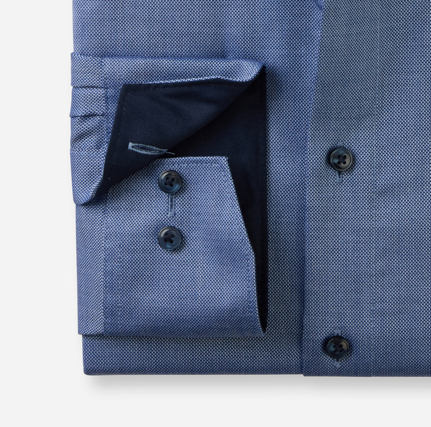 OLYMP LUXOR COMFORT FIT BIG NATTÉ LANGARM HEMD BLAU MIT PATCHUNG