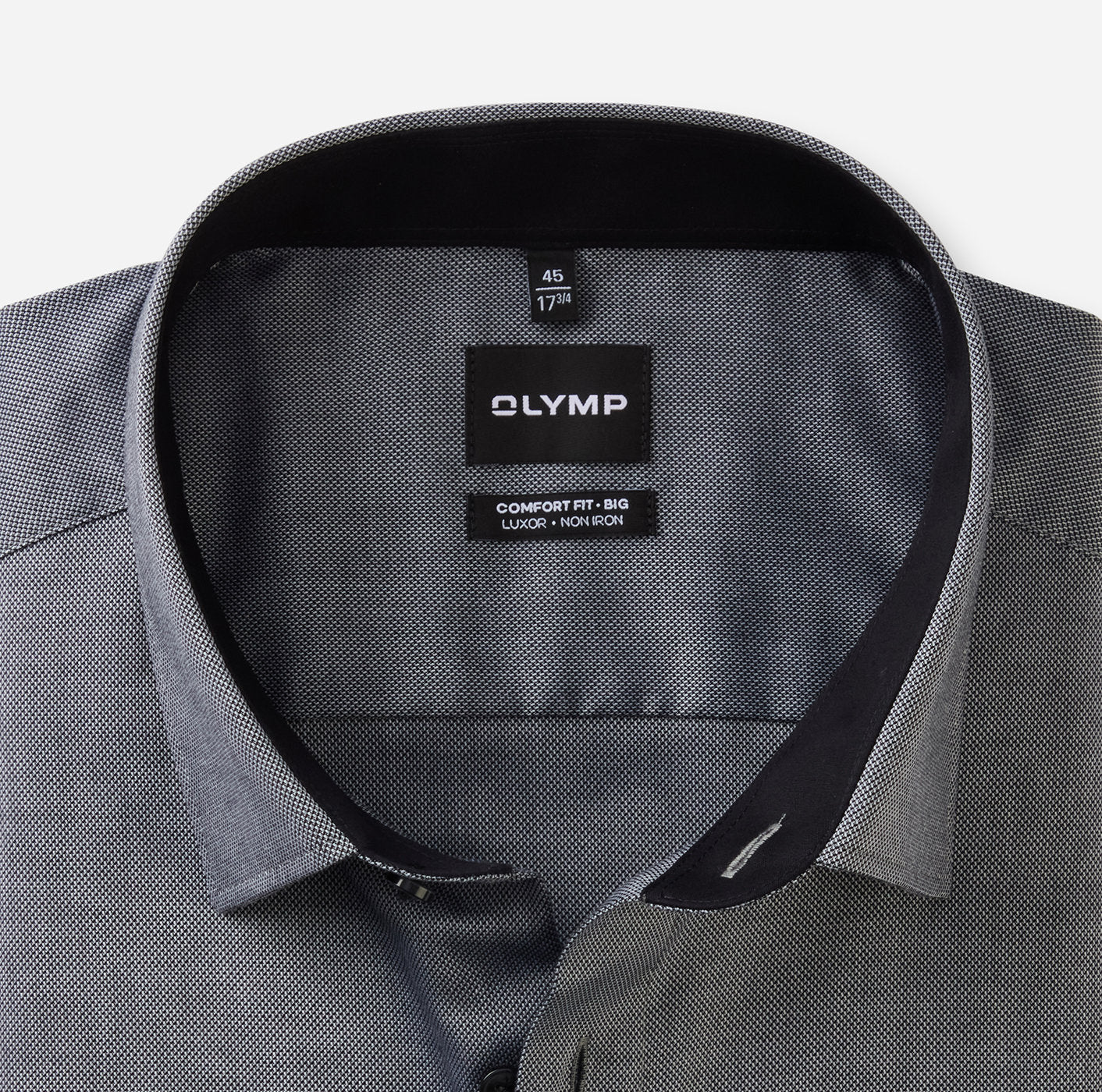 OLYMP LUXOR COMFORT FIT BIG NATTÉ LANGARM HEMD SCHWARZ MIT PATCHUNG