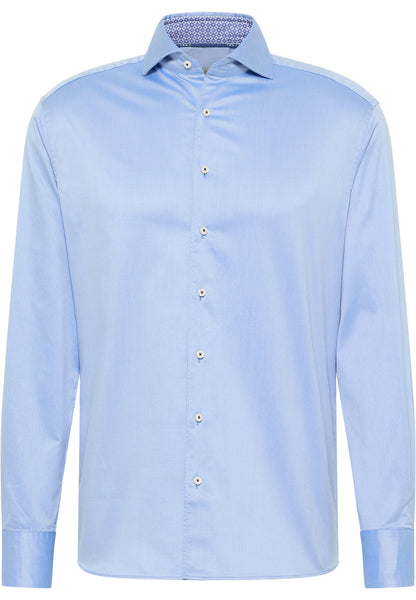 ETERNA LANGARM HEMD MODERN FIT SOFT LUXURY SHIRT HELLBLAU MIT PATCHUNG