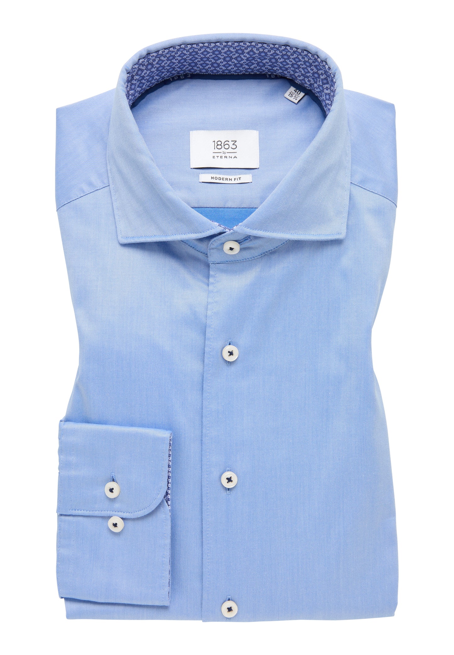 ETERNA LANGARM HEMD MODERN FIT SOFT LUXURY SHIRT HELLBLAU MIT PATCHUNG