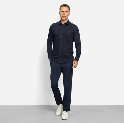 OLYMP LEVEL FIVE BODY FIT FLEX JERSEY LANGARM HEMD MARINE