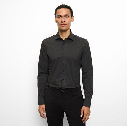 OLYMP LEVEL FIVE BODY FIT FLEX JERSEY LANGARM HEMD ANTHRAZIT