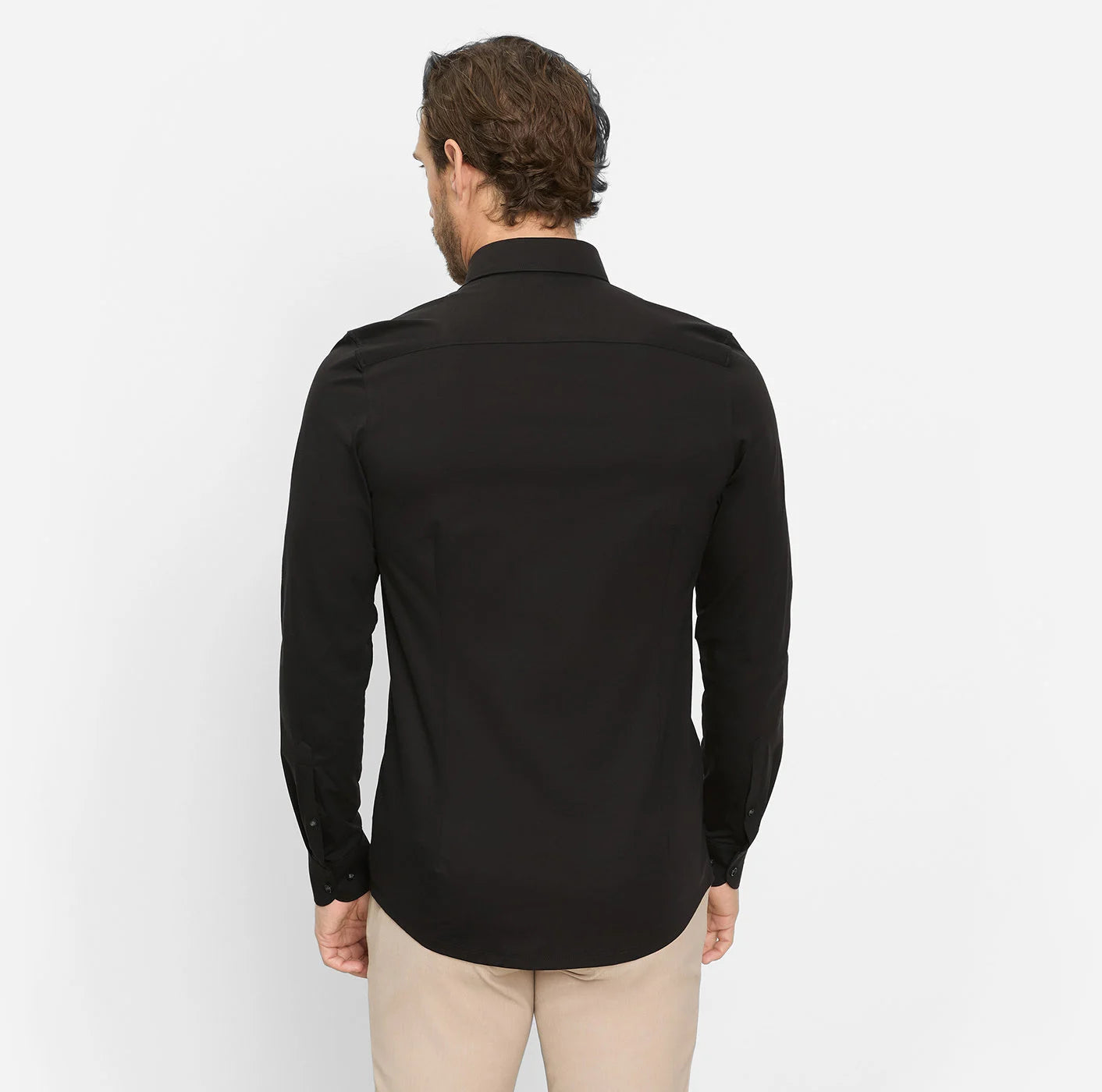 OLYMP LEVEL FIVE BODY FIT FLEX JERSEY LANGARM HEMD SCHWARZ