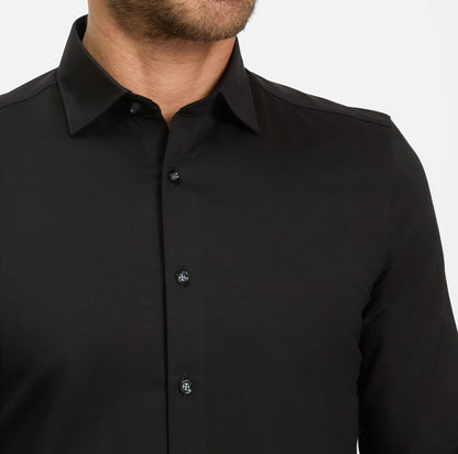 OLYMP LEVEL FIVE BODY FIT FLEX JERSEY LANGARM HEMD SCHWARZ