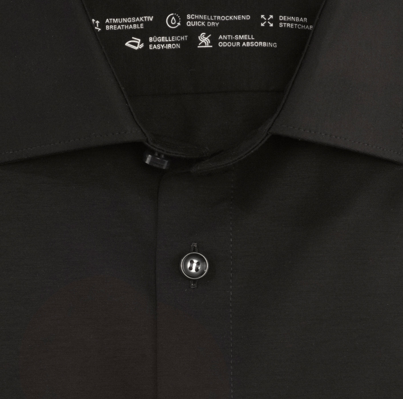 OLYMP LEVEL FIVE BODY FIT FLEX JERSEY LANGARM HEMD SCHWARZ
