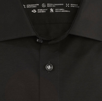 OLYMP LEVEL FIVE BODY FIT FLEX JERSEY LANGARM HEMD SCHWARZ