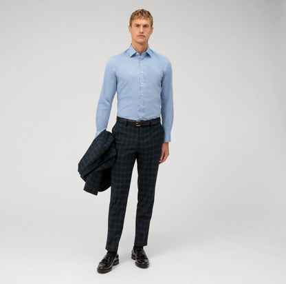 OLYMP LEVEL FIVE BODY FIT CHAMBRAY LANGARM HEMD ROYALBLAU