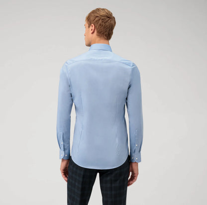 OLYMP LEVEL FIVE BODY FIT CHAMBRAY LANGARM HEMD ROYALBLAU