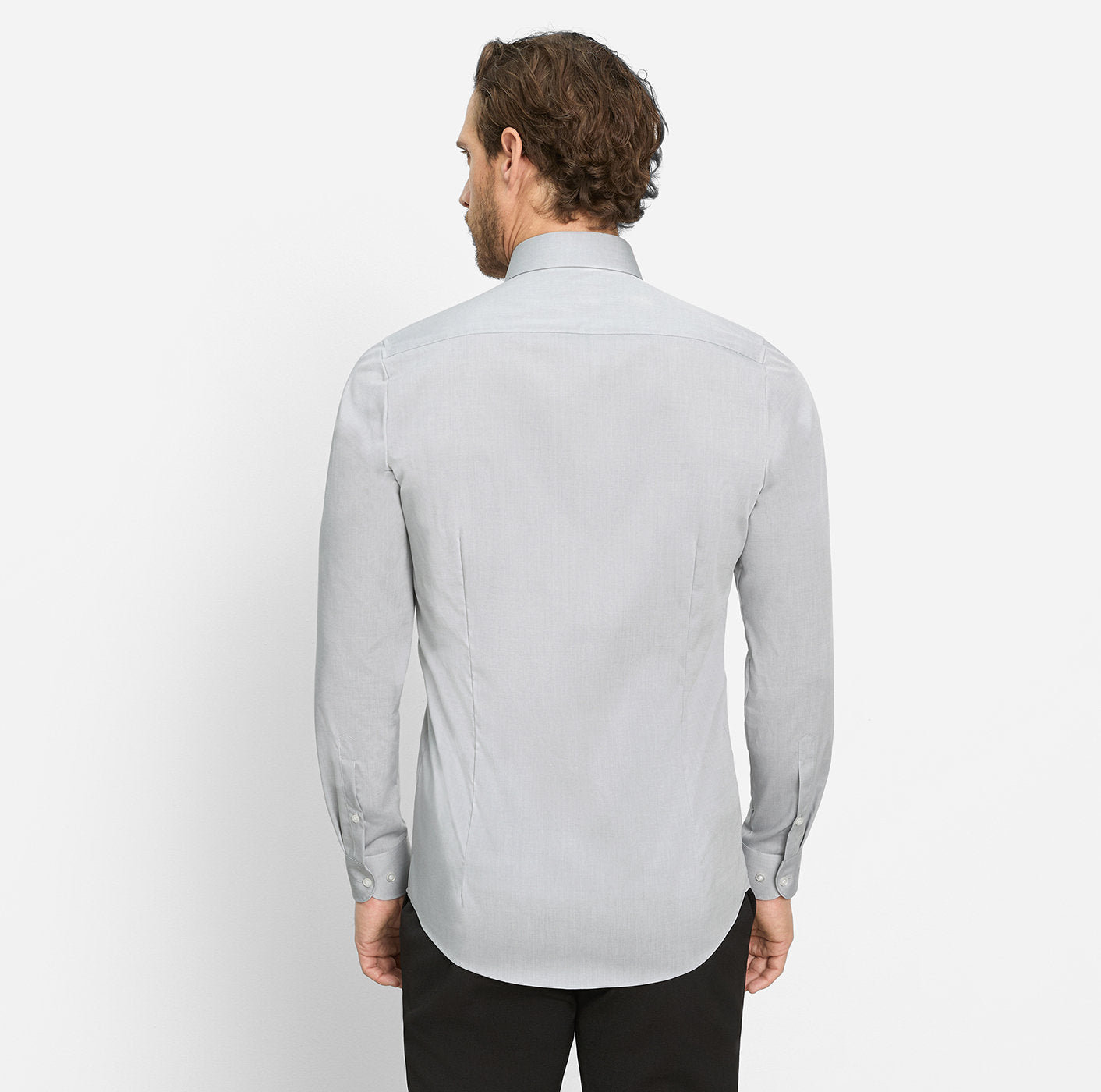 OLYMP LEVEL FIVE BODY FIT CHAMBRAY LANGARM HEMD MITTELGRAU