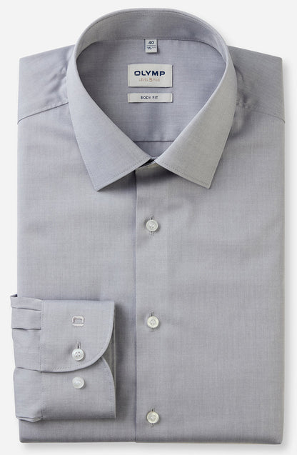 OLYMP LEVEL FIVE BODY FIT CHAMBRAY LANGARM HEMD MITTELGRAU