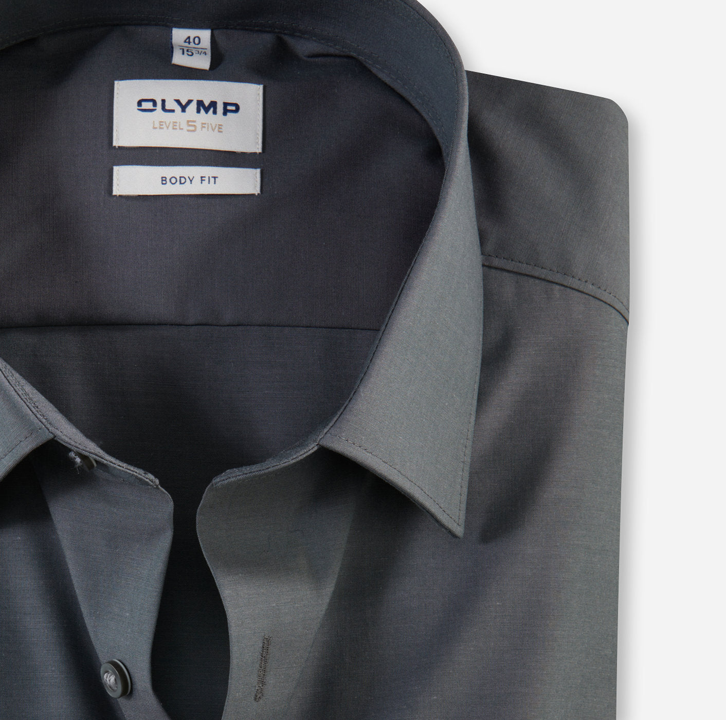 OLYMP LEVEL FIVE BODY FIT CHAMBRAY LANGARM HEMD ANTHRAZIT
