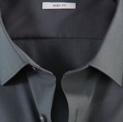 OLYMP LEVEL FIVE BODY FIT CHAMBRAY LANGARM HEMD ANTHRAZIT