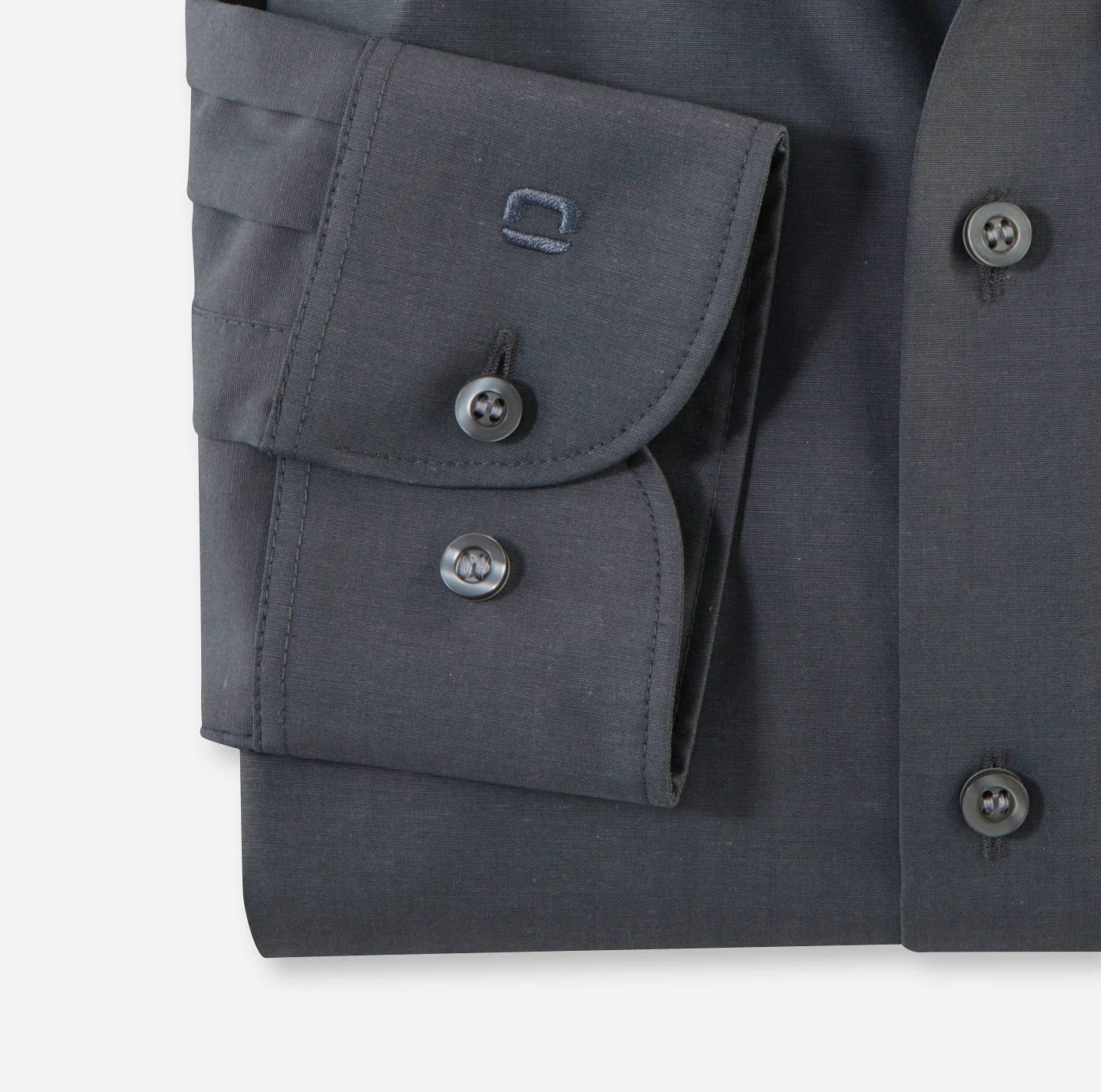 OLYMP LEVEL FIVE BODY FIT CHAMBRAY LANGARM HEMD ANTHRAZIT