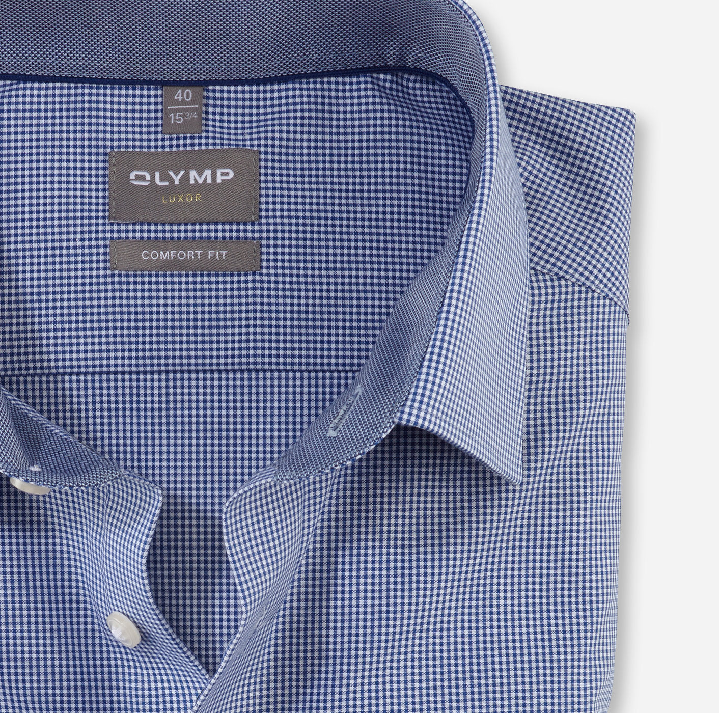 OLYMP LUXOR COMFORT FIT KARO LANGARM HEMD DUNKELBLAU
