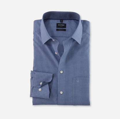 OLYMP KARO LANGARM HEMD MODERN FIT KARIERT ROYAL BLAU