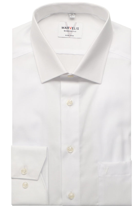 MARVELIS LANGARM HEMD POPELINE MODERN FIT WEISS