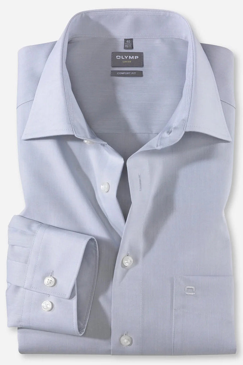 OLYMP LUXOR COMFORT FIT CHAMBRAY LANGARM HEMD SILBERGRAU