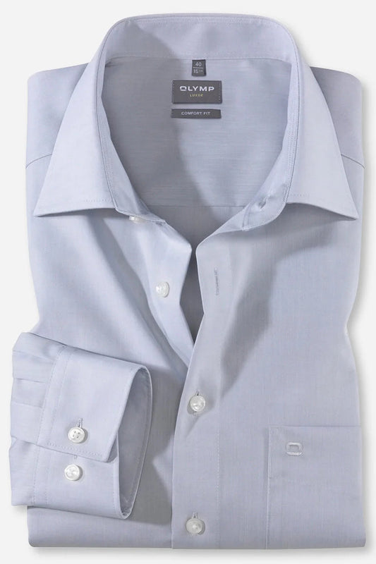 OLYMP LUXOR COMFORT FIT CHAMBRAY LANGARM HEMD SILBERGRAU