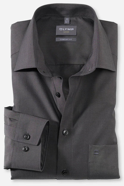 OLYMP LUXOR COMFORT FIT CHAMBRAY LANGARM HEMD ANTHRAZIT
