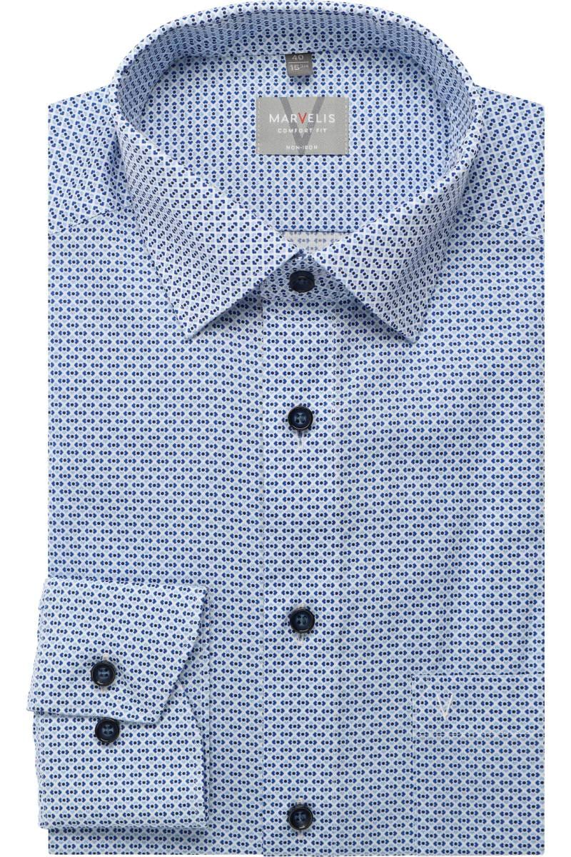 MARVELIS LANGARM HEMD COMFORT FIT HELLBLAU GEMUSTERT