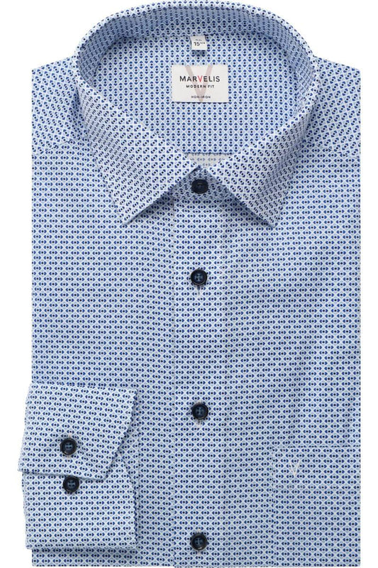 MARVELIS LANGARM HEMD MODERN FIT HELLBLAU