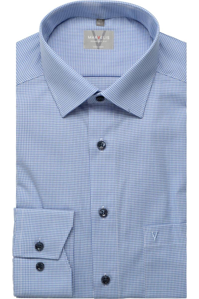 MARVELIS LANGARM HEMD POPELINE COMFORT FIT WEISS/BLAU KARIERT