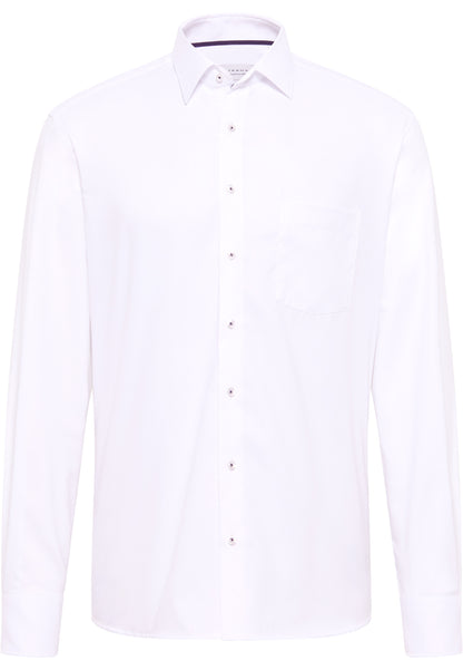 ETERNA LANGARM HEMD MODERN FIT STRUKTUR NATTÉ WEISS MIT PATCHUNG