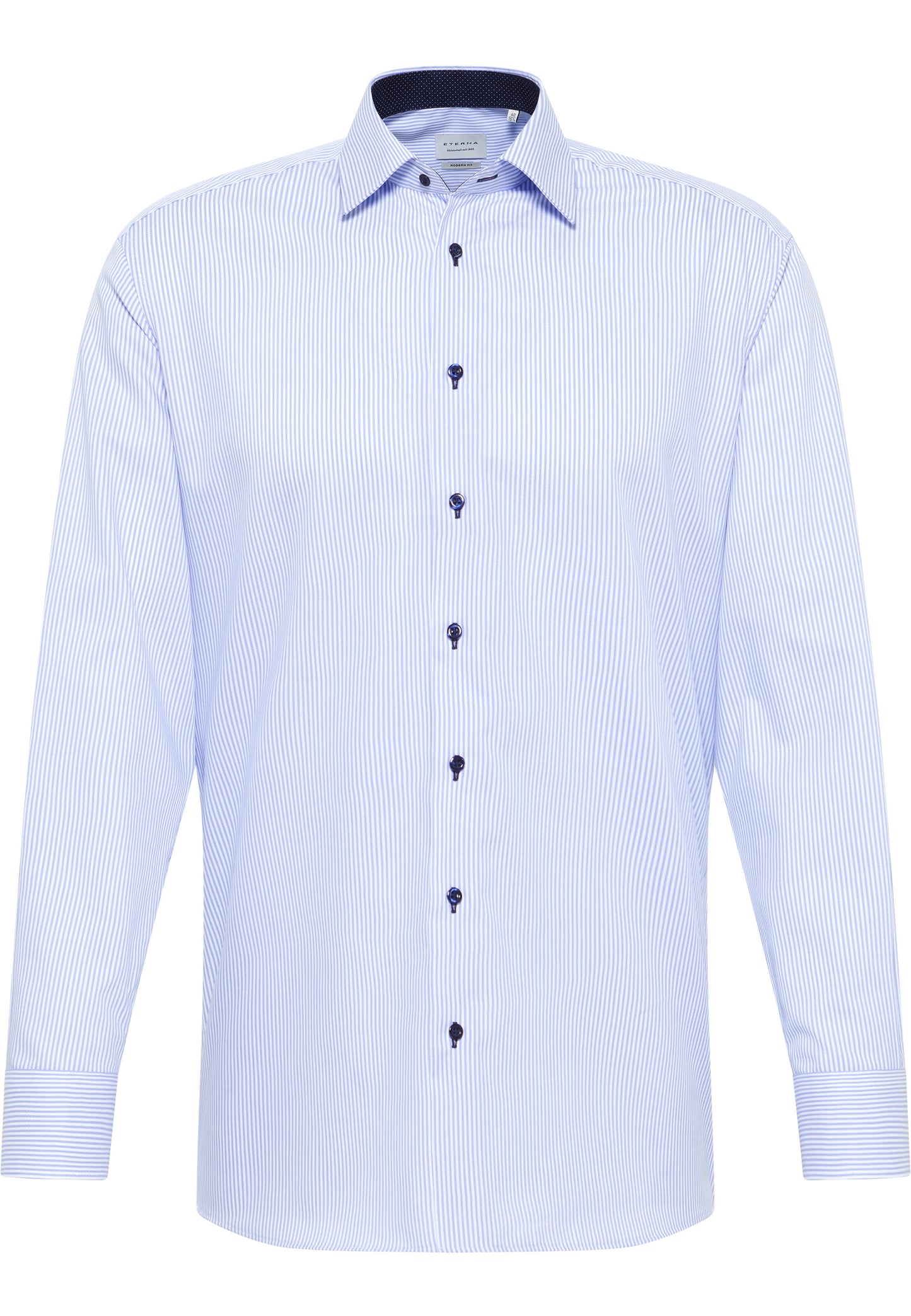ETERNA LANGARM HEMD MODERN FIT STREIFEN TWILL BLAU/WEISS MIT PATCHUNG