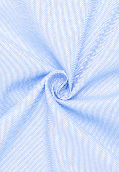 ETERNA LANGARM HEMD MODERN FIT STRUKTUR NATTÉ BLAU MIT PATCHUNG