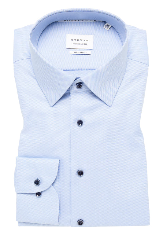 ETERNA LANGARM HEMD MODERN FIT DYNAMIC COTTON DOBBYDESIGN HELLBLAU