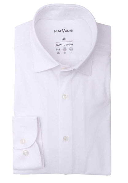 MARVELIS LANGARM JERSEYHEMD MODERN FIT WEISS