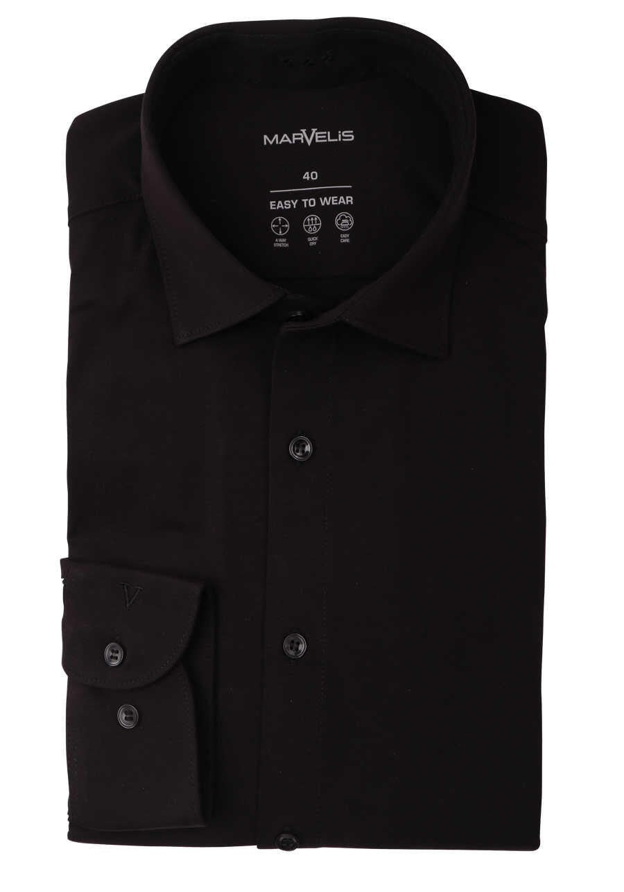 MARVELIS LANGARM JERSEYHEMD MODERN FIT SCHWARZ