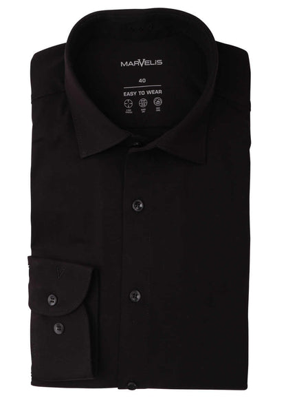 MARVELIS LANGARM JERSEYHEMD MODERN FIT SCHWARZ