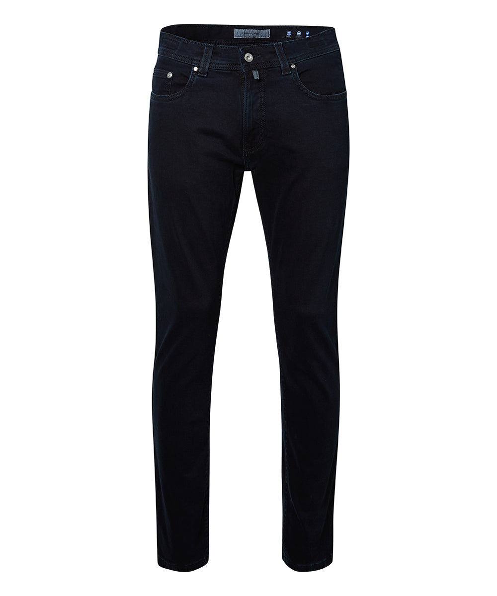 PIERRE CARDIN JEANS FUTUREFLEX LYON TAPTERED TAPERED FIT GREEN RIVET BLUE/BLACK USED