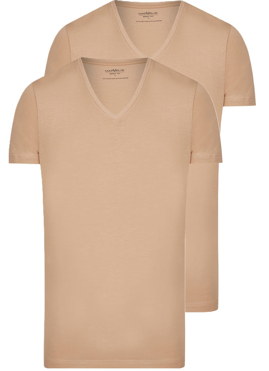 MARVELIS T-SHIRT KURZARM DOPPELPACK CARAMEL