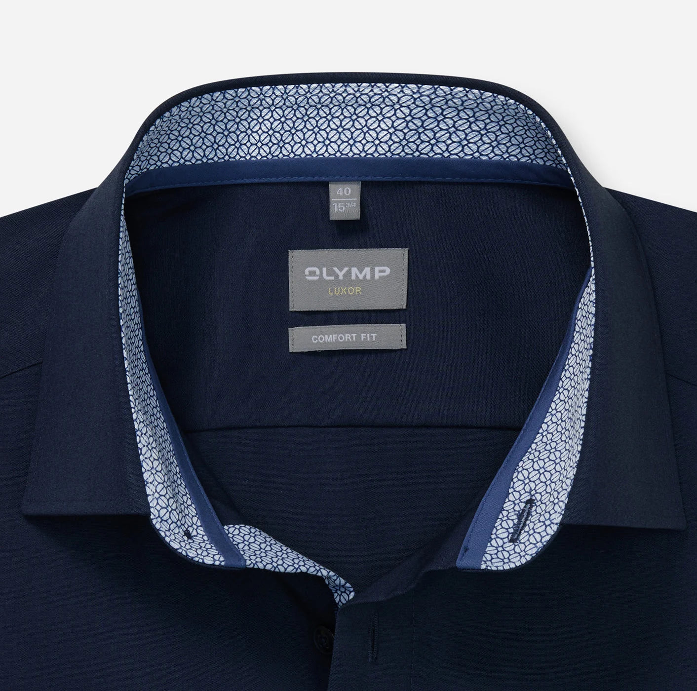 OLYMP LUXOR COMFORT FIT UNI LANGARM HEMD BLAU MIT PATCHUNG