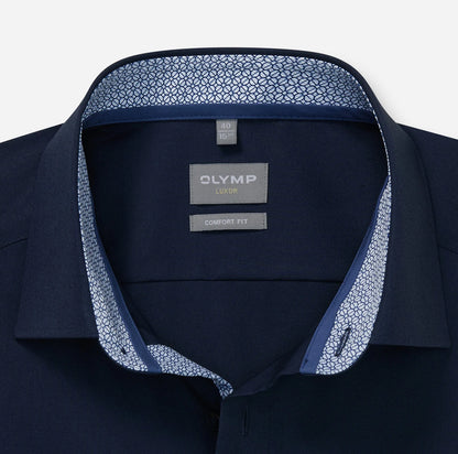 OLYMP LUXOR COMFORT FIT UNI LANGARM HEMD BLAU MIT PATCHUNG