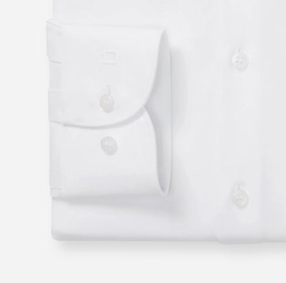 OLYMP LEVEL FIVE BODY FIT TWILL LANGARM HEMD WEISS