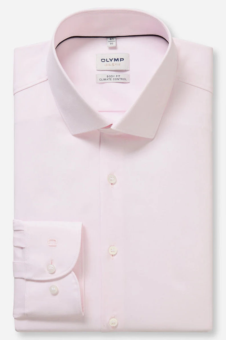 OLYMP LEVEL FIVE BODY FIT TWILL LANGARM HEMD ROSA