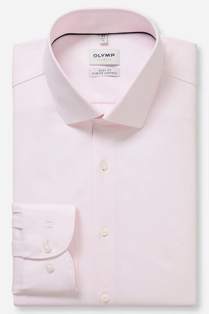 OLYMP LEVEL FIVE BODY FIT TWILL LANGARM HEMD ROSA