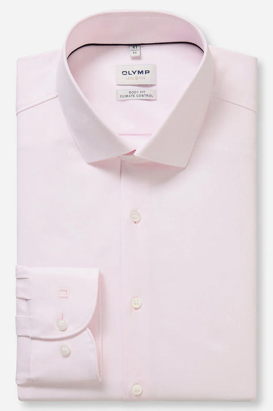 OLYMP LEVEL FIVE BODY FIT TWILL LANGARM HEMD ROSA