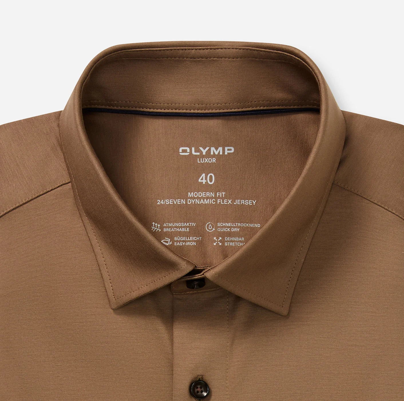 OLYMP JERSEY LANGARM HEMD MODERN FIT TAUPE